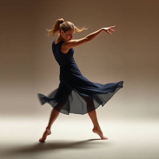 Danser i bevægelse, udtrykker elegance og styrke i en flydende positur.